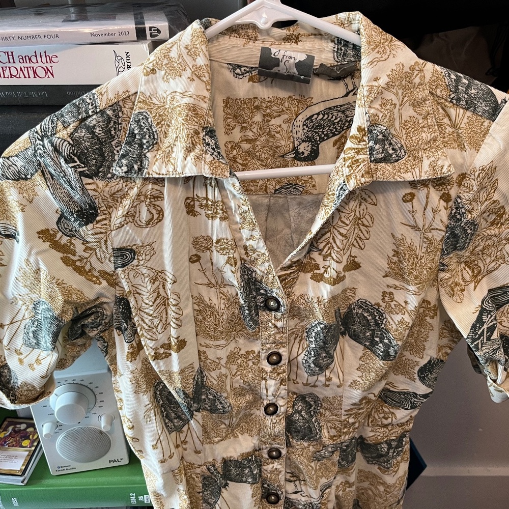 Girls From Savoy Anthropologie Corduroy Dress size 2 Bird Butterfly Cottagecore